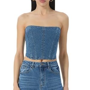 AFRM Bennett Denim Sleeveless Corset Top